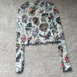 Ed Hardy mesh long sleeve top ,Dolls Kill sold out